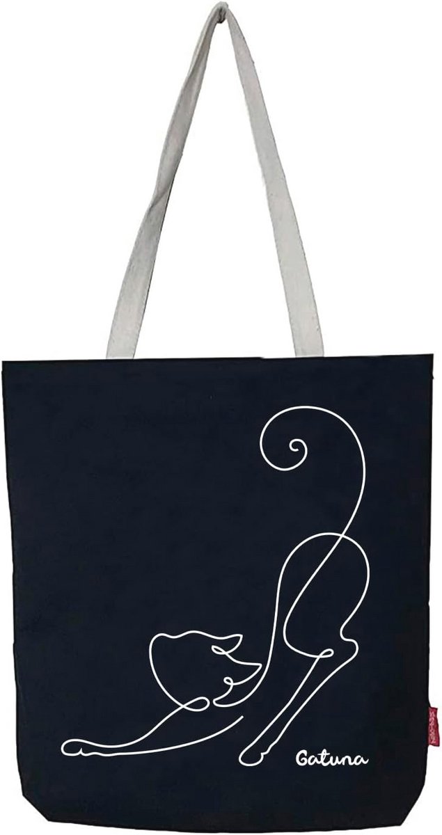 Canvas draagtas zwart - 100% katoen met rits en voering - 37x38 cm