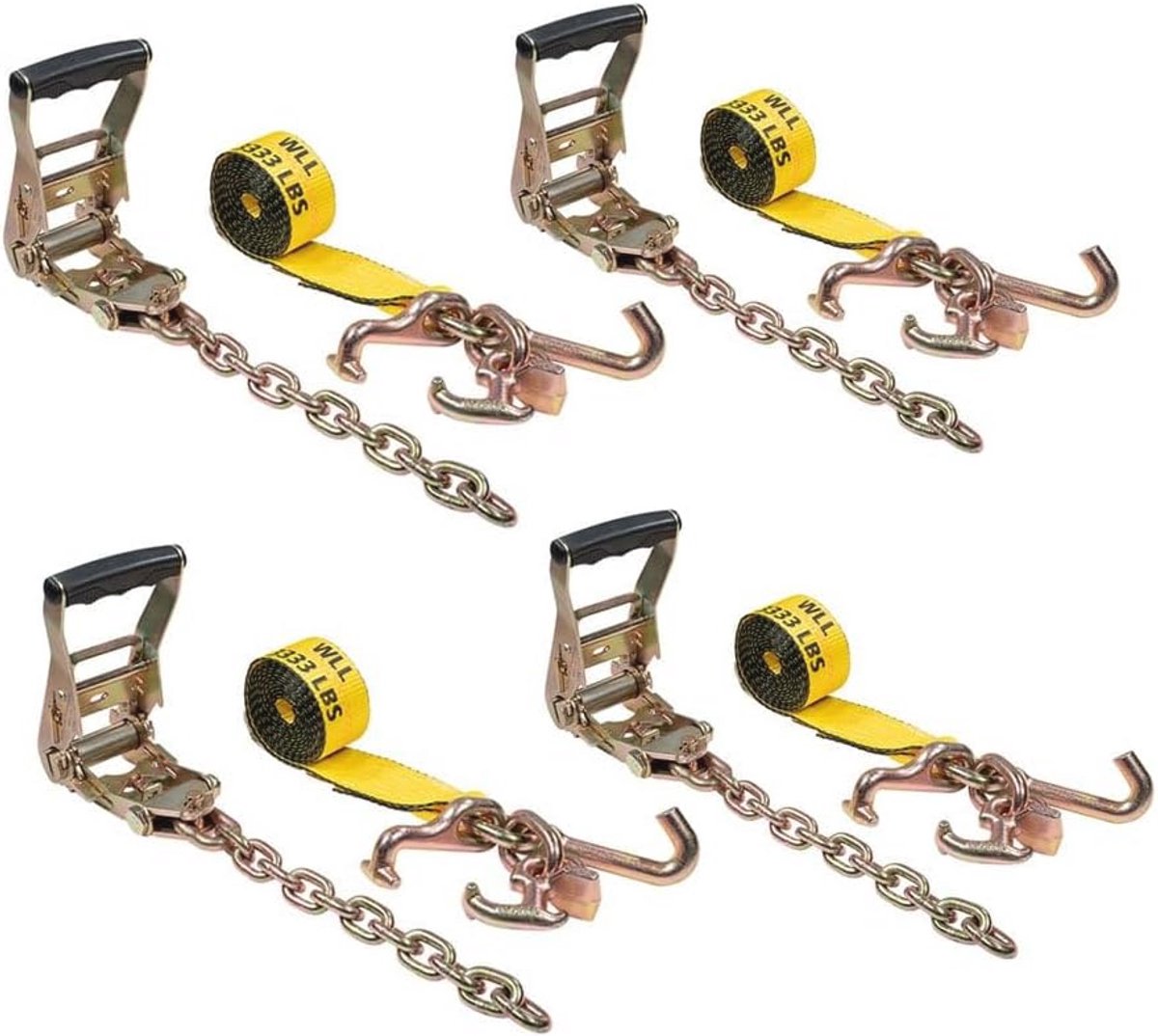 2 inch ketting ratel riemen voor auto slepen - 4-Pack