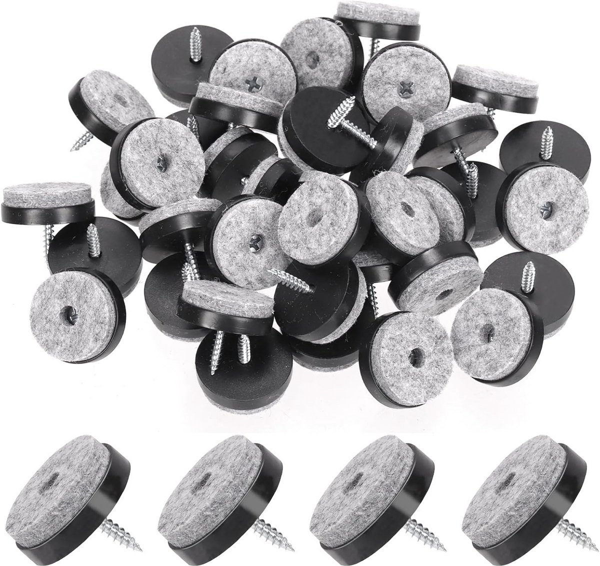 40 Stuks 28 mm Vilten Pads voor Meubels - Vloerbescherming voor Houten Vloeren
