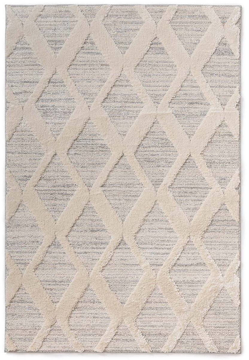 Tapeso Scandinavisch vloerkleed - Fjord Dvale grijs/crème 280x370
