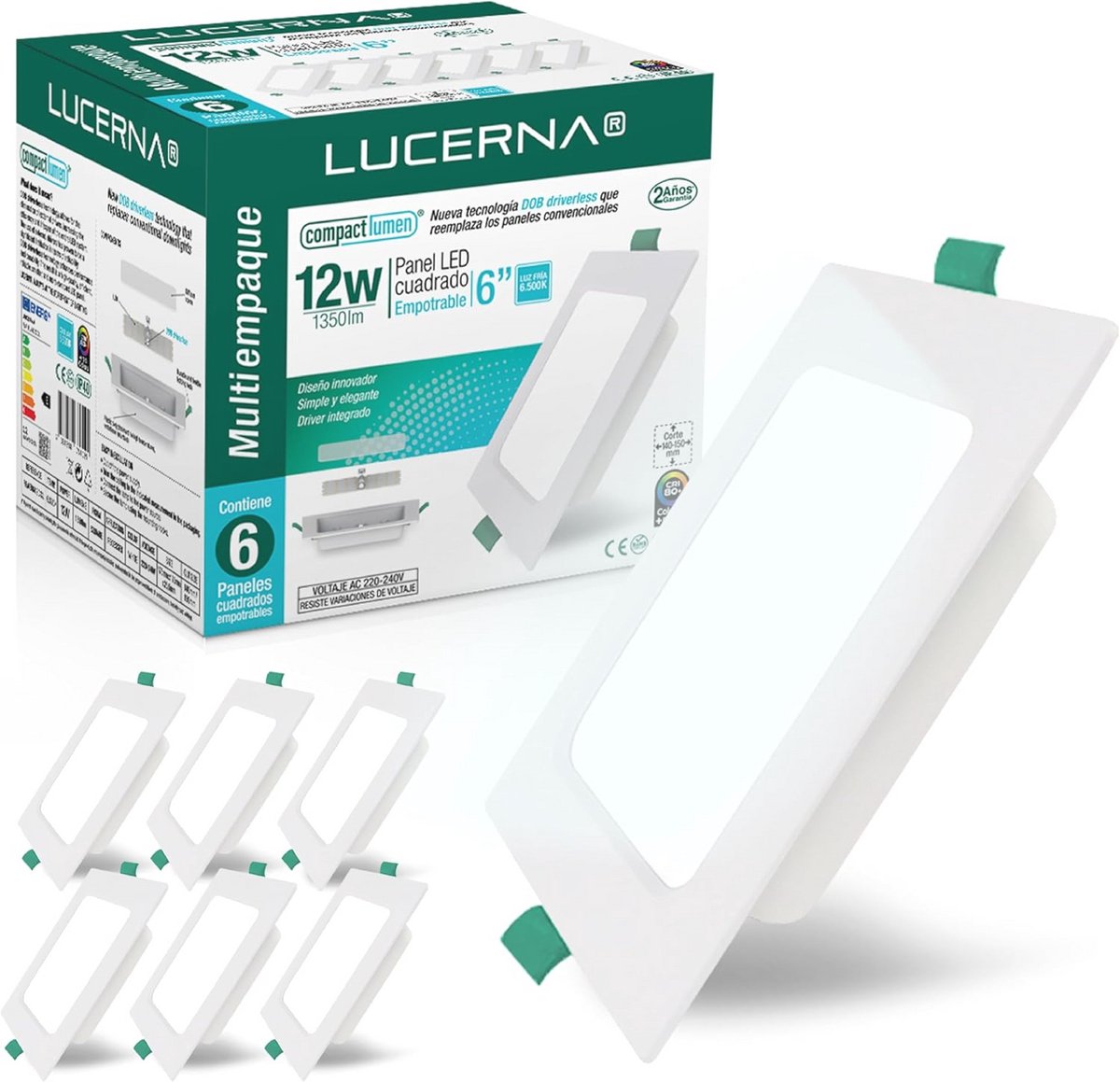 LED Inbouwlamp Vierkant Koud Licht 6500K - 6 Stuks, 12W Verlichting