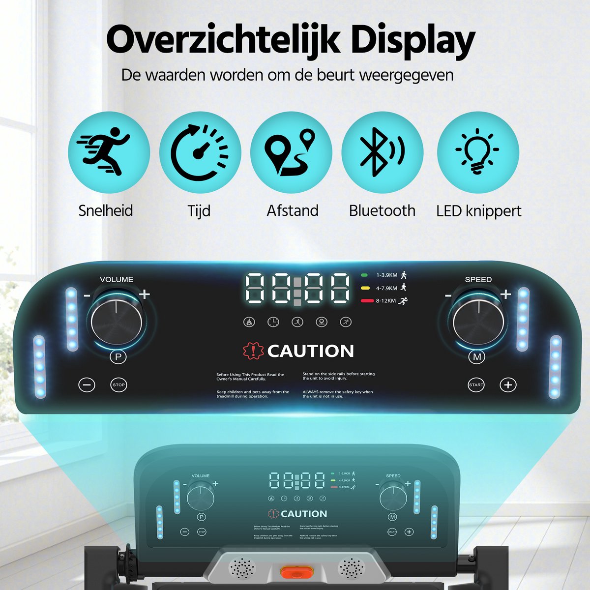 YEE RUN Loopband - met 9% Helling - 3.0 pk Motor - 1-14 km/u - afbeelding 2