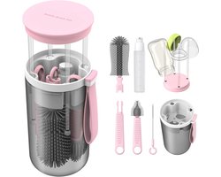 Reis Set voor Baby Flessen en Fopspeen Reiniging met Siliconen Borstels en Fleswarmer