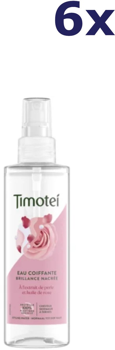 6x Timotei styling water brilliance nacree 150ml