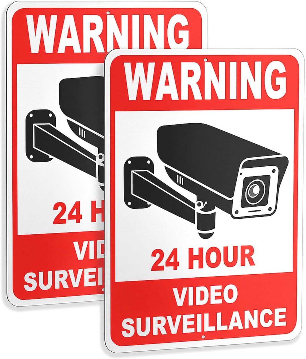 Videobewakingsbord - 10x7 Aluminium - Smile, U bent in beeld - 24 Uur toezicht - Beveiligingscamera - Geen Overtreding - Privé Eigendom