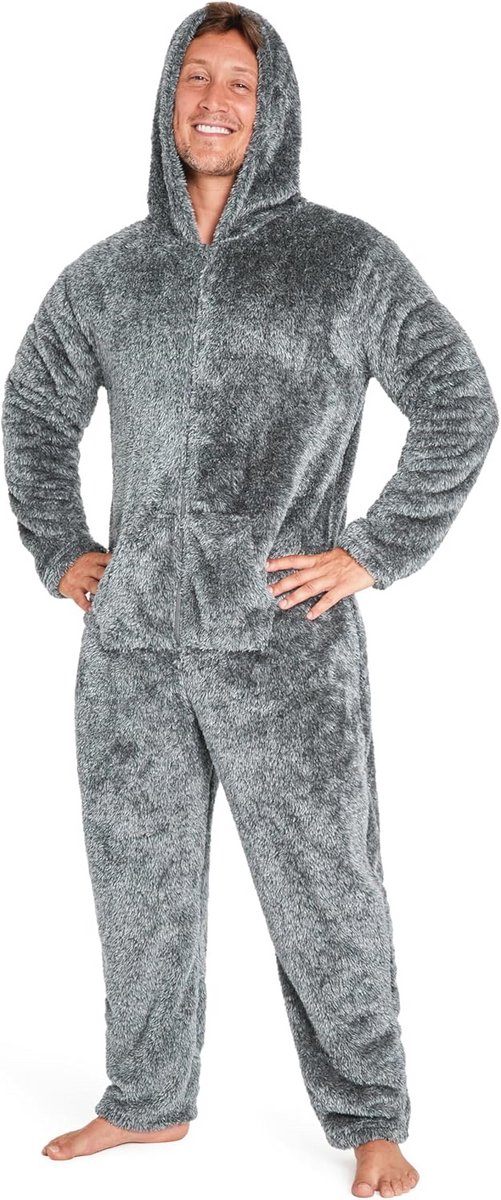 Heren en Tieners Fleece Onesies - Luxe Loungewear en Pyjama's - Grijs, L