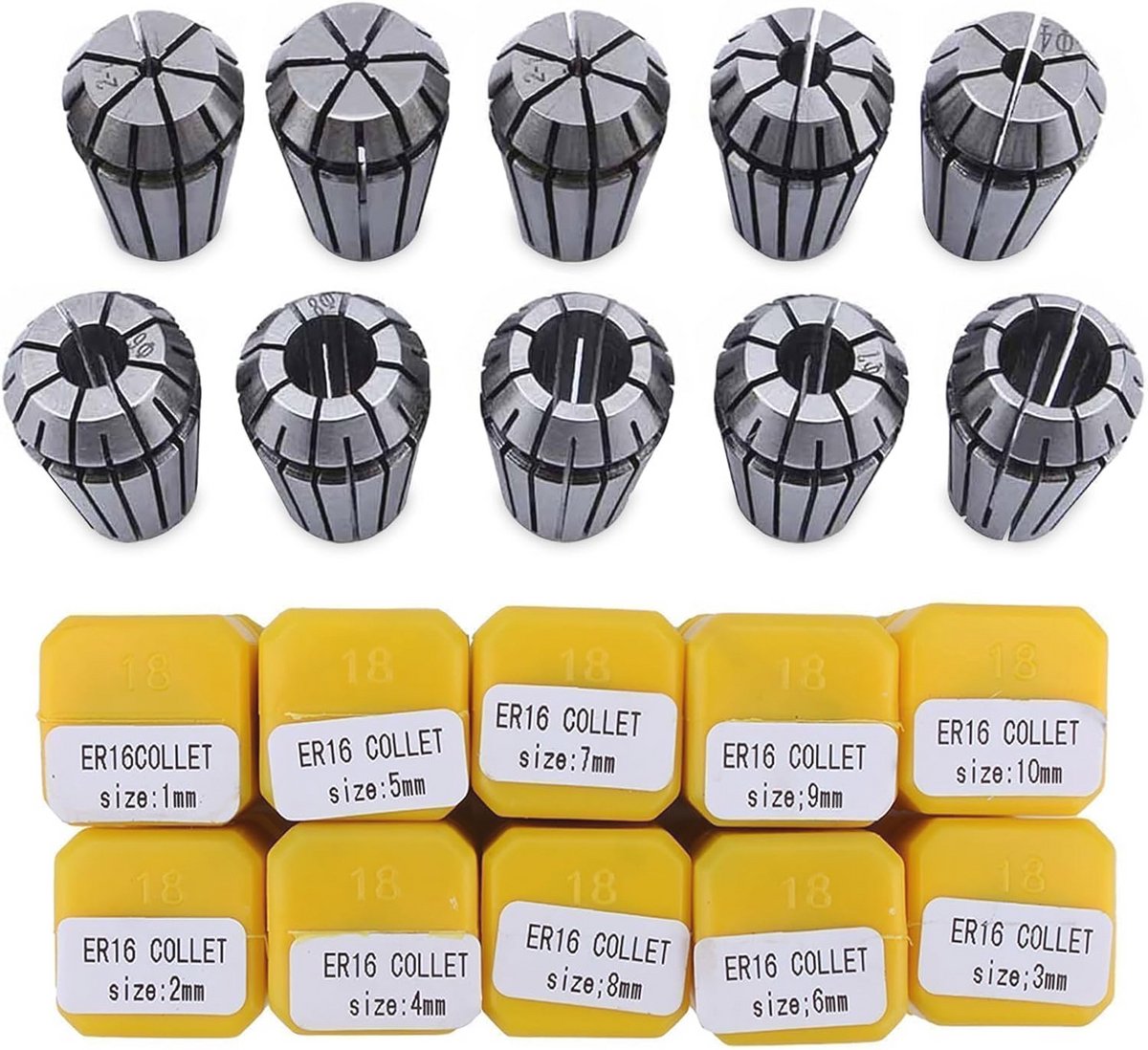 Spantangset voor CNC-freesmachines - 10 stuks, 1-10 mm, Precisie Spring Steel Collet