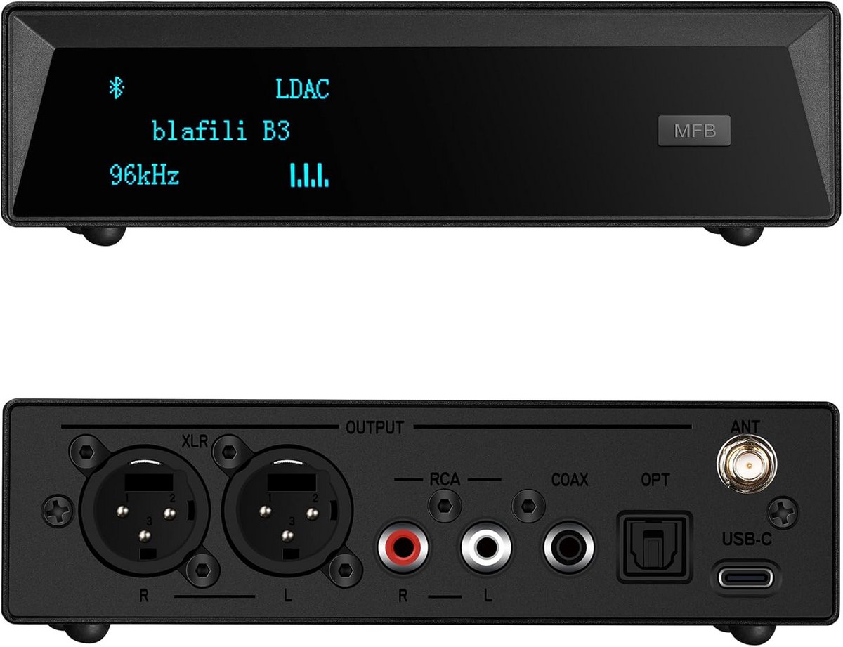 Bluetooth 5.1 Muziekontvanger met LDAC aptX HD DAC voor XLR RCA Optisch Coaxiaal