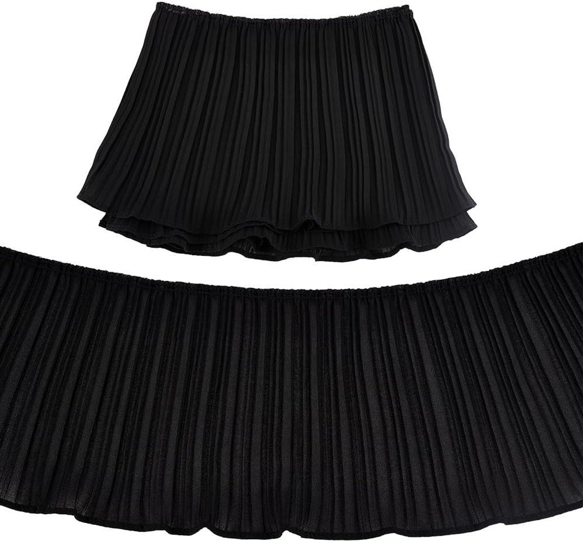 Allecta - Geplooid Zwart Chiffon Lint 17Cm Breed Polyester - Elastisch Kant voor DIY Craft - Kleding Accessoires