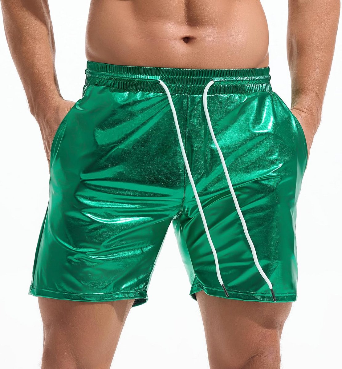 Glanzende Metallic Heren Shorts - Disco en Party Korte Broek