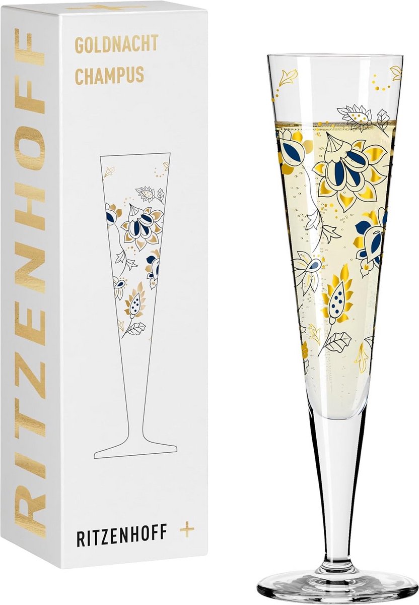 Exclusief Champagneglas met Echt Goud Decoratie 200 ml - Kristalglas - Made in Germany