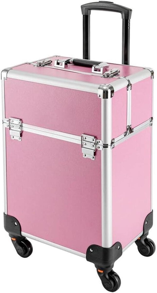 Professionele Cosmetica Trolley met Wielen en Slot - Multifunctionele Make-up Koffer met 4 Lades