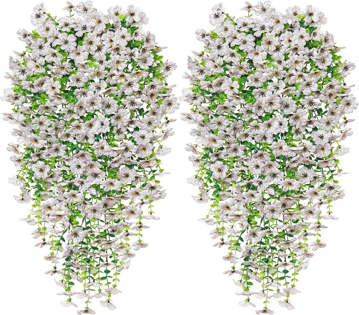 4x Kunstmatige Hangplanten Wit - UV-Bestendige Nep Bloemen voor Buiten en Tuin Decoratie