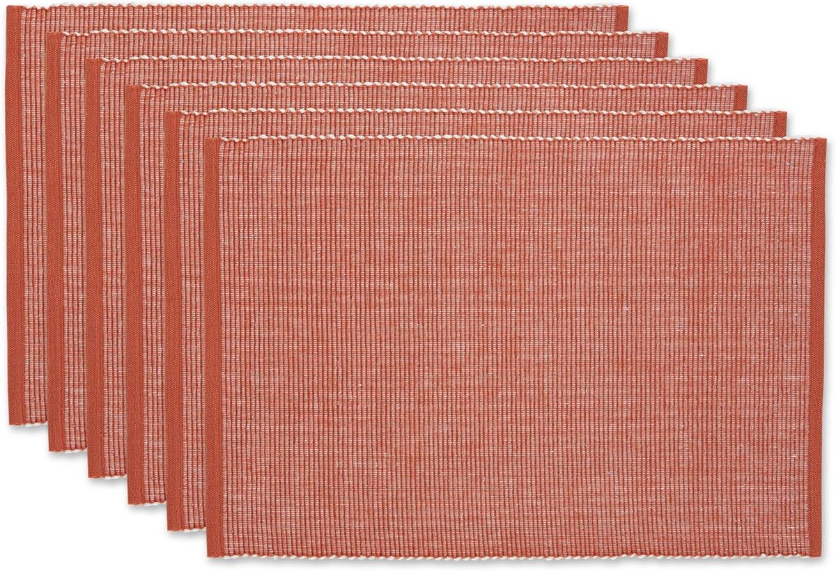 Set van 6 Tweedelige Vintage Placemats - Rood