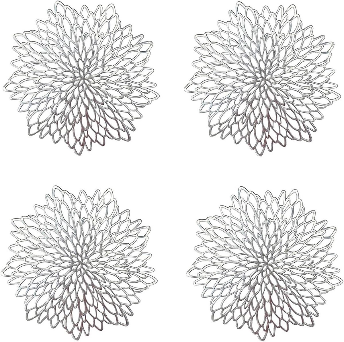 Ronde Metallic Placemat Set van 4 - Decoratieve en Hittebestendige Tafelaccessoires