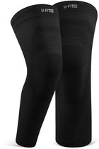 U Fit One 2 Stuks Lange Knie Brace - Knee Sleeves - Kniebeschermers - Knieband - Knee Support & Bandage - Sportbrace - Zwart - S/M