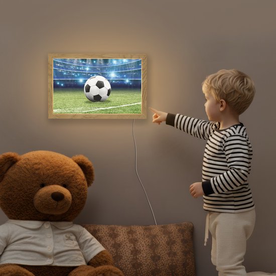 Nachtlampje 30x20 cm - Kinder lampje - Voetbal - Stadion - Bal - Jongens - Tafellamp kinderkamer - Slaapkamer lamp - Bedlamp kinderen - Kinderlampje stopcontact - Wandlamp babykamer - Nachtlampjes van Merkloos — afbeelding 5