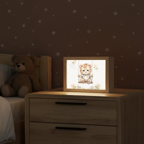Nachtlampje 20x15 cm - Kinder lamp - Beer - Baby - Dier - Kinderen - Tafellamp kinderkamer - Slaapkamer lamp - Bedlamp kinderen - Kinderlampje stopcontact - Wandlamp babykamer - Nachtlampjes van Merkloos — afbeelding 2