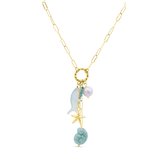 CO88 Collection - 8CN-26498 - Dames Ketting Schelp Goudkleurig - RVS Schakelketting - Bedels - Cadeau voor Haar