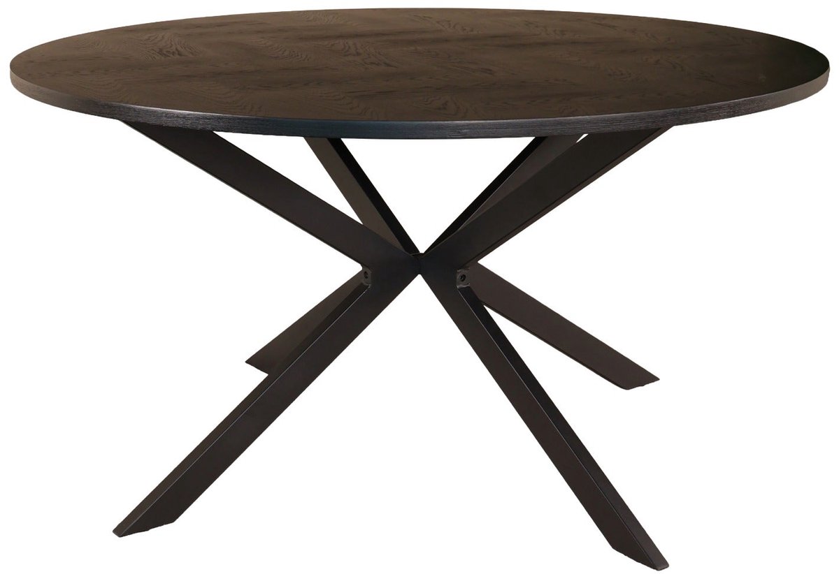 Eettafel rond visgraat Ozzy zwart 140cm ronde tafel MDF eetkamertafel