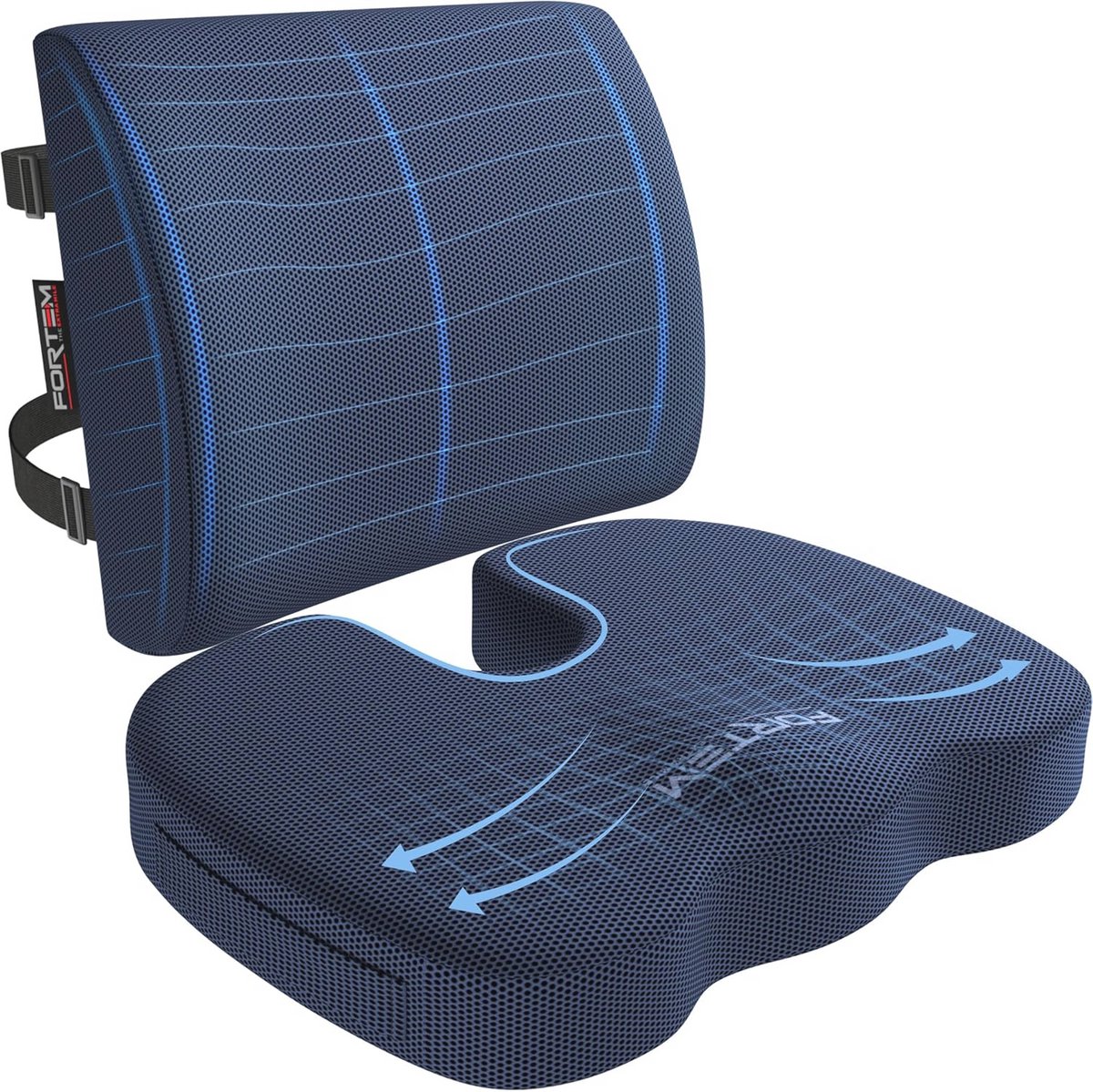 Zitkussen en Lendensteun voor Bureaustoel - Antislip Memory Foam Zit- en Rugsteun voor Comfortabel Werken en Gaming