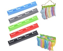 5 Stuks Sokkendroger - Sokkenhangers - Draagbare Washaken - 32 X 5cm - Ruimtebesparend - Antislip - Droogrekaccessoire - Kledinghanger - Plastic Kledinghanger - Geschikt Voor Ondergoed, Sokken, Sjaals, Dassen - Grijs, Rood, Blauw, Groen, Zwart
