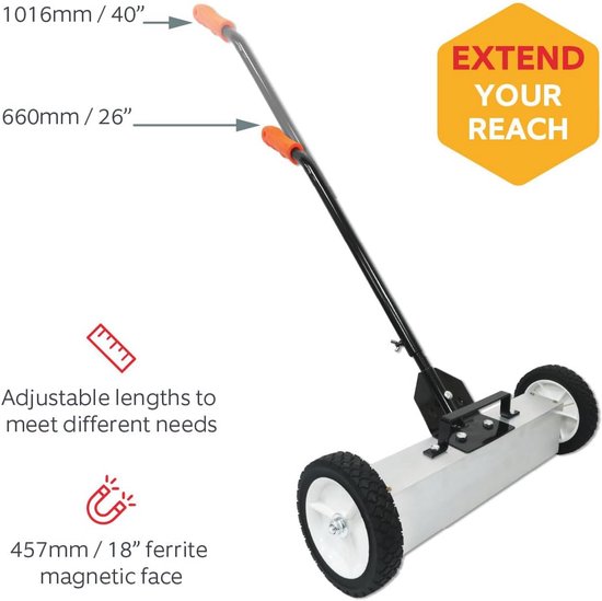 Veegmachine met magnetische functie voor eenvoudiger reinigen van spijkers en schroeven - 56 cm breed — afbeelding 5