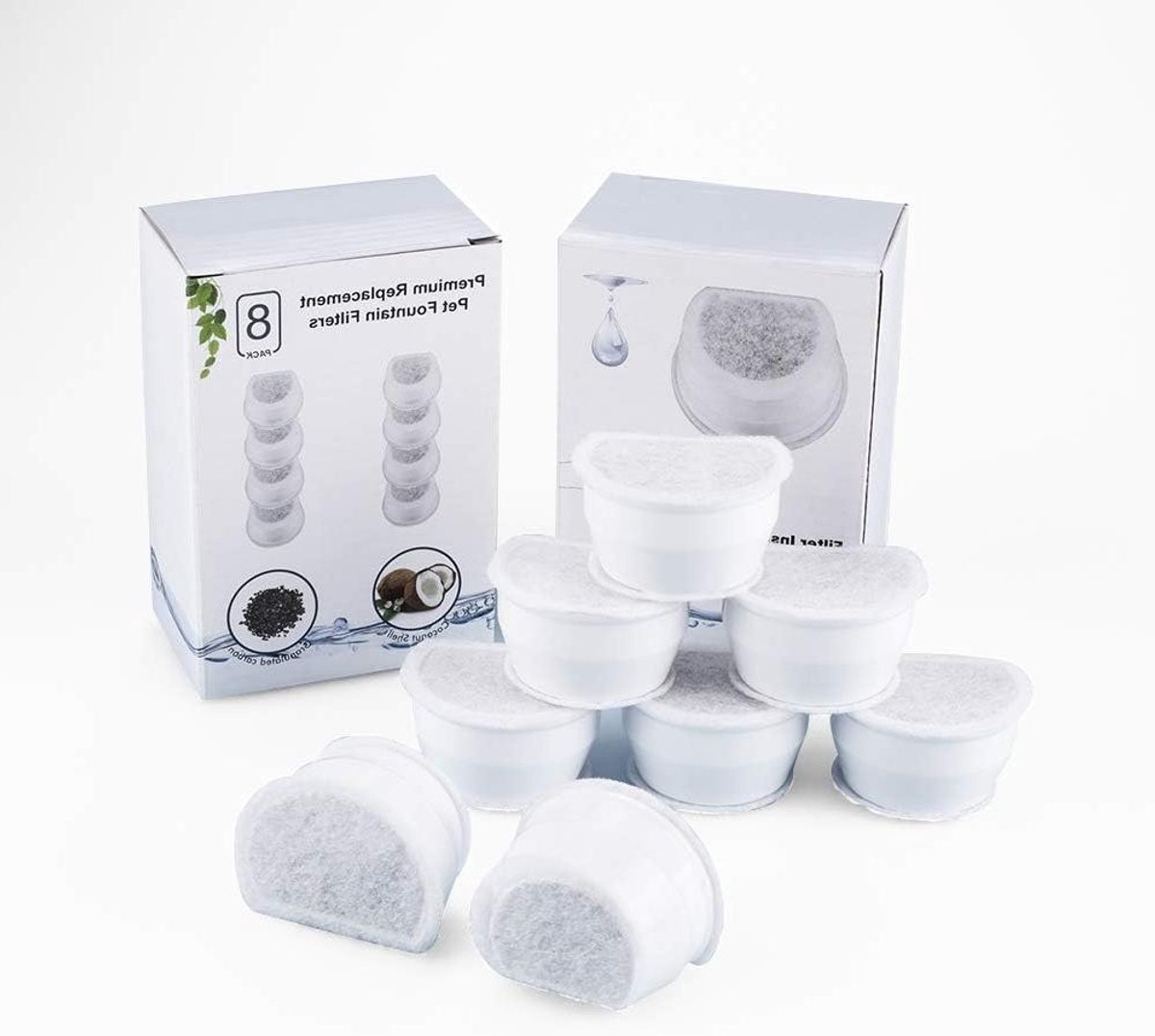 Allecta - Koolstoffilters en schuimvoorfilter voor Drinkwell waterfonteinen - 16 stuks