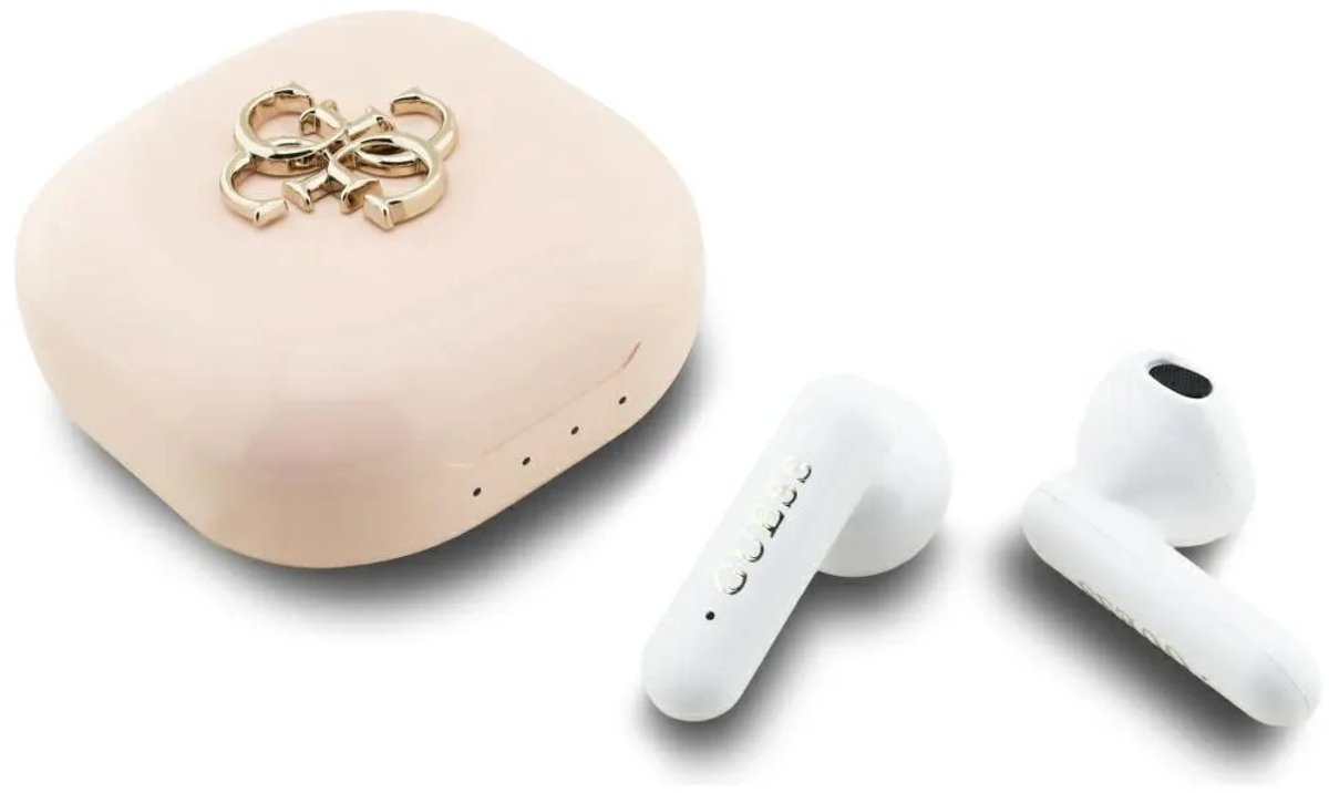 Guess Bluetooth oortjes- TWS - 4G Metal Logo - Roze