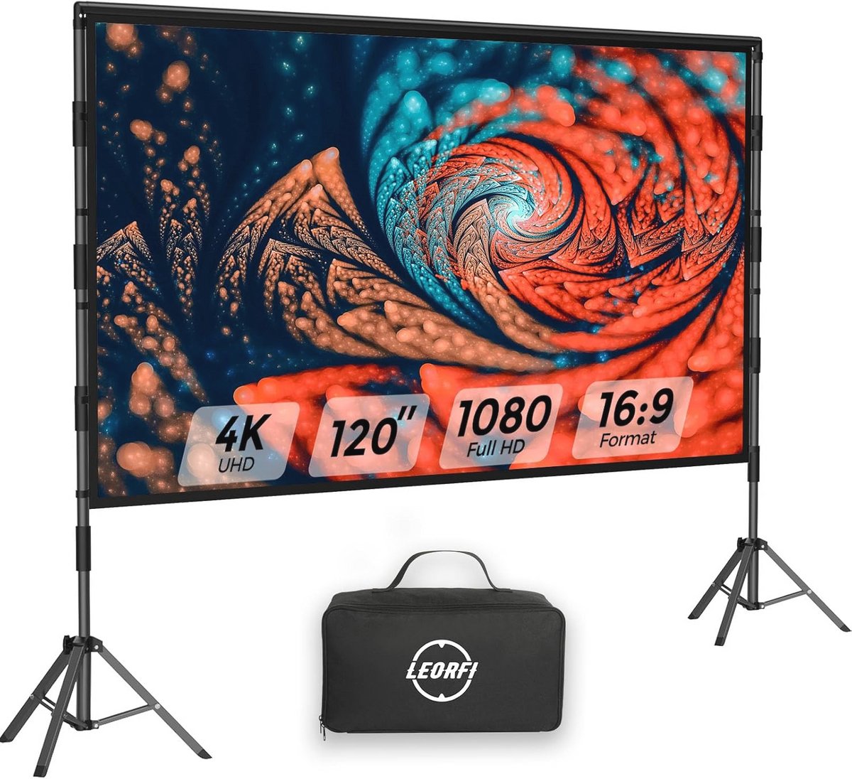 Projectiescherm met Tripod 120 Inch - Draagbaar en Opvouwbaar voor Binnen en Buiten