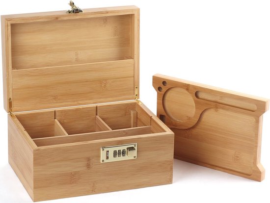 AevQuas Bamboe opbergdoos met combinatieslot - Premium grote AevQuas Bamboe opbergdoos met combinatieslot - Premium grote