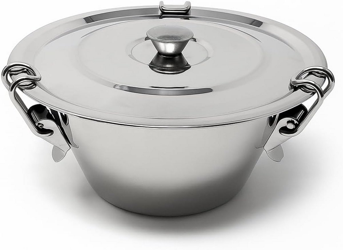 Lanseerpan Enkele Flens RVS met Deksel en Sluiting - 22 cm