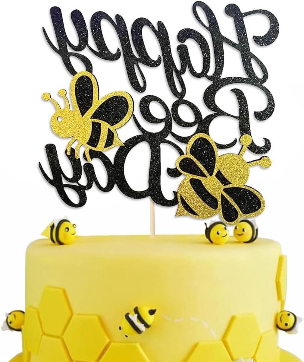Allecta - Cake Topper met Happy Bee voor Bumble Bee Thema Feest - Decoratie en Feestbenodigdheden
