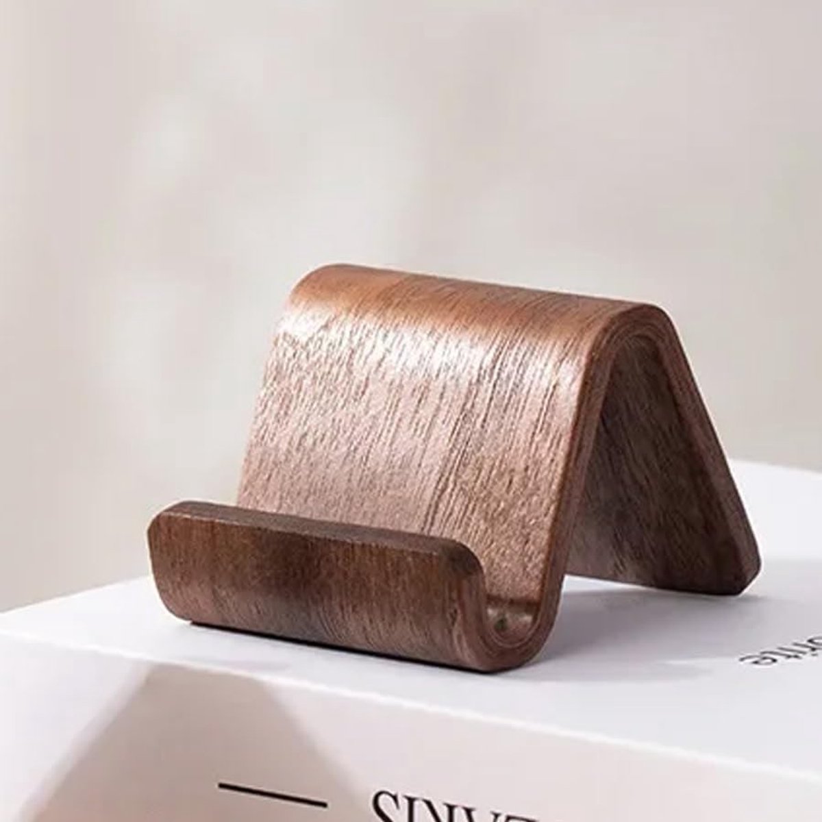 Oneay 1 stuk - Houten telefoonstandaard, universele bureautelefoonstandaard, geschikt voor alle smartphones en tablets
