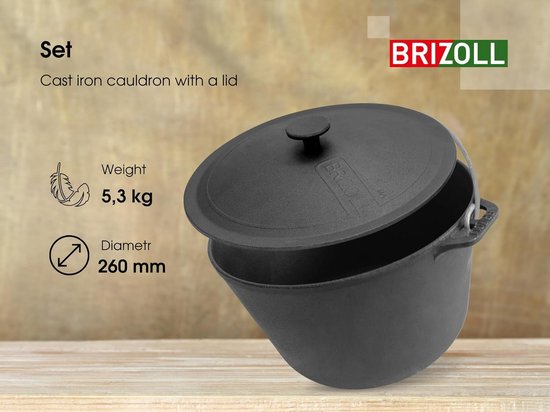 Gietijzeren Kazan met Deksel voor Open Vuur of BBQ, 6 Liter — afbeelding 5
