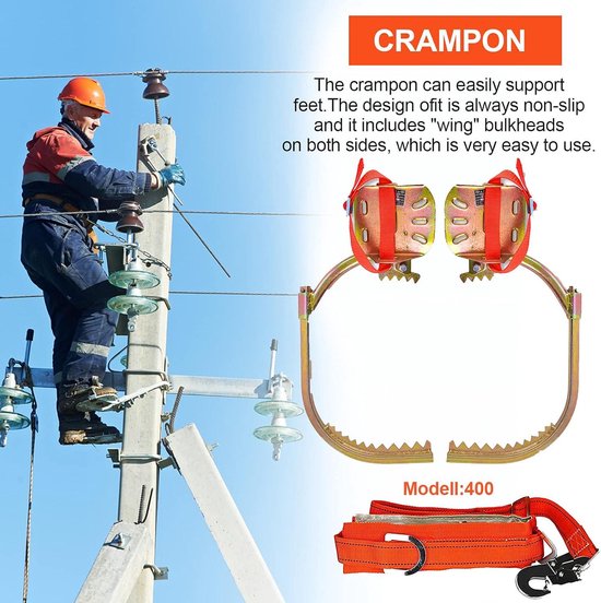 Crampons D'escalade Pour Arbres - Avec Gants Et Sangles - En Acier, Antidérapants - Pour Arboristes, Cueillette, Bricolage