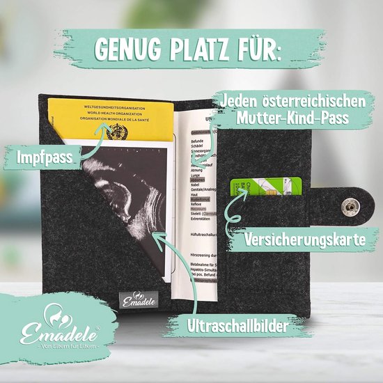 Handgemaakte lichtgrijze paspoorthoes voor moeder en kind - Olifant design — afbeelding 4
