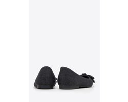 Wittchen - Denim Ballerina's - Zwart - Glanzende Strik - Synthetisch Materiaal