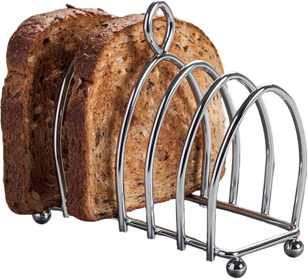 Toast Brood Rek - Brood Houder - Ontbijt Maken - Roestvrij Staal - 6 Plakjes - Zilver