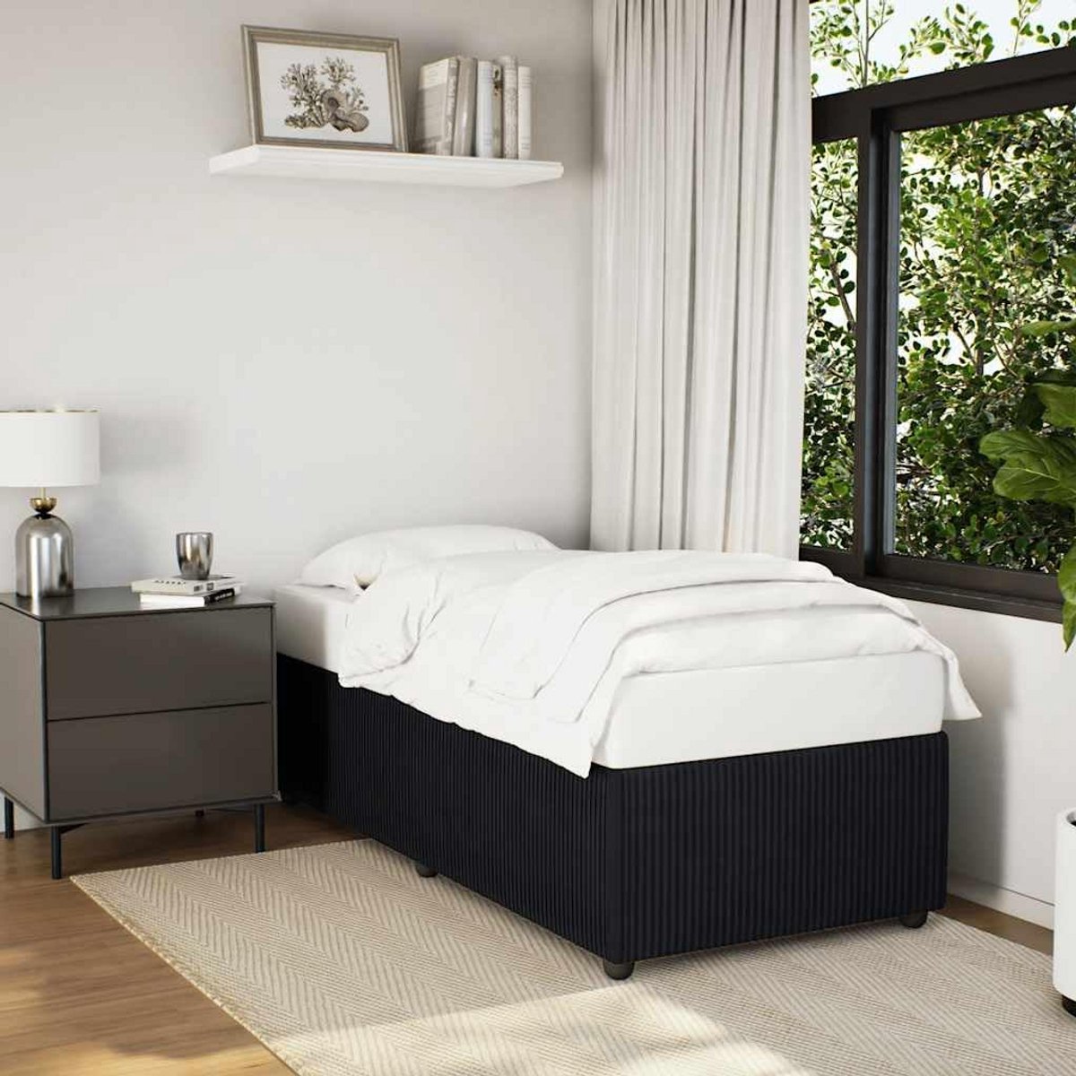 Eenpersoons Bedframe 90x190 cm Zwart Fluweel - Met Lattenbodem voor Comfortabele Nachtrust