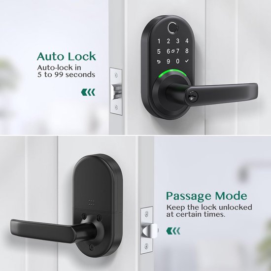Slimme Deurkruk met Toetsenbord en Vingerafdruk Scanner - Keyless