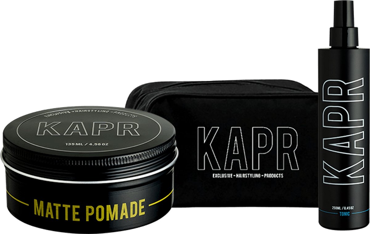 The Exclusive Hairstyle Deal KAPR Matte Pomade 135 ml en haar tonic 250 ml incl gratis toilettas