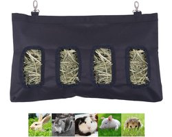 Voerbak voor kleine dieren - hooi-voerzak voor konijnen en cavia's - 45 cm x 27 cm - 600D Oxford-stof - zwart