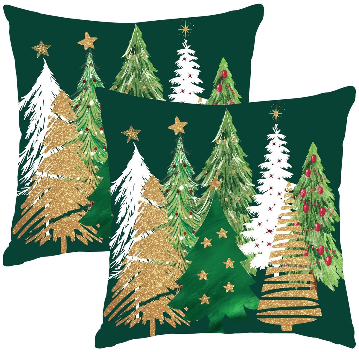 Unyqoos Set van 2 decoratieve kerstkussenhoezen met boerderijthema voor feestelijke sfeer groen