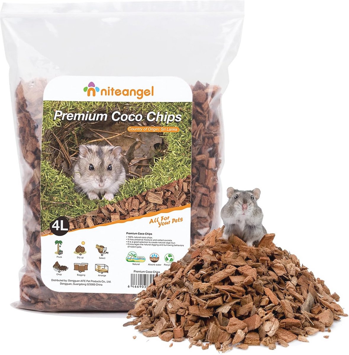 Natuurlijke Coco/Kurk Hamster Beddengoed voor Dwerghamsters, Gerbils, Muizen en Degus