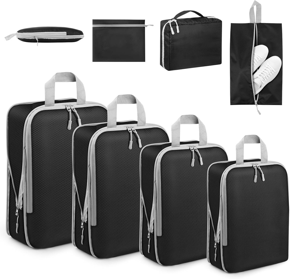Famanu - 7-delige compressie-packing cubes set, waterdicht en ruimtebesparend – Beige