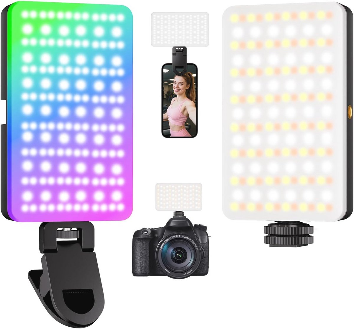 RGB Selfie Licht met 30 Scene Modi en Oplaadbare Fotografie Verlichting voor Camera en Telefoon