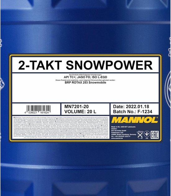 2-Takt Olie voor Sneeuwscooters en Tweetaktmotoren 1 Liter — afbeelding 2
