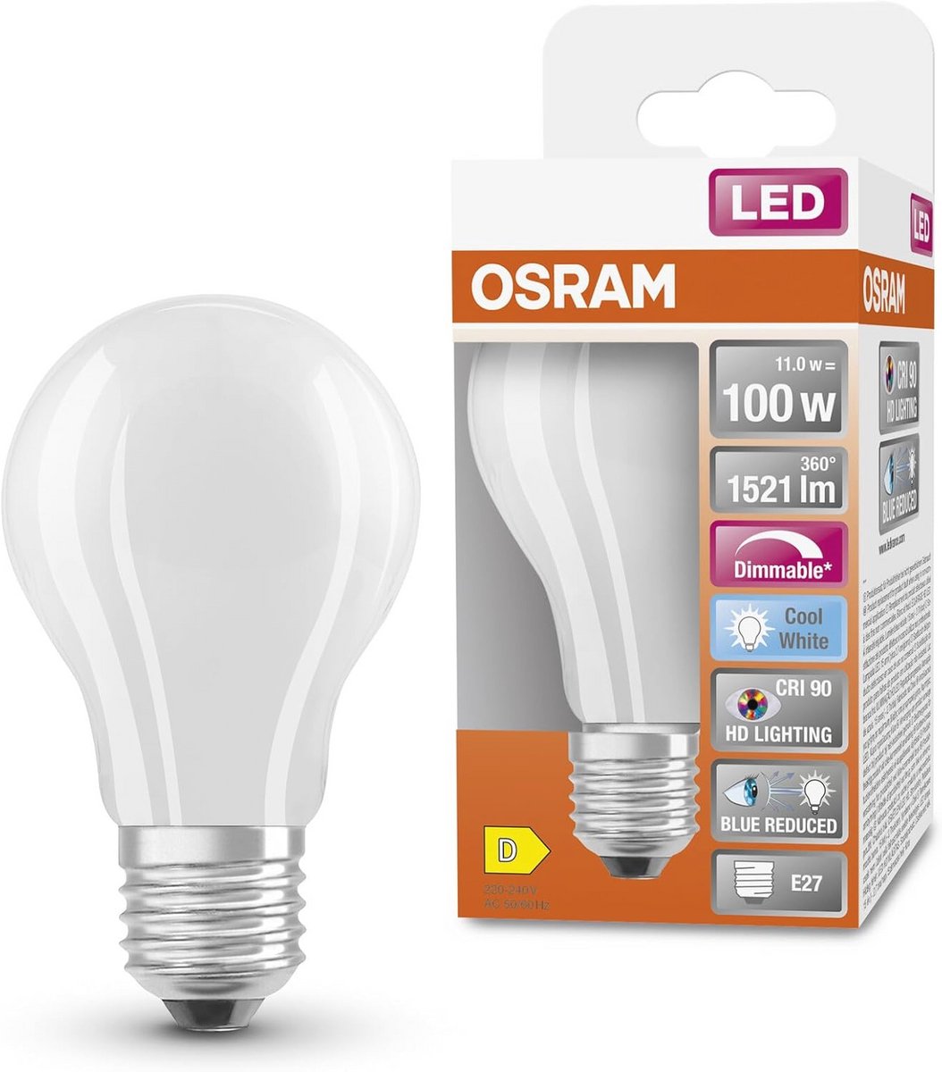 Dimbare LED lamp met hoge kleurweergave E27 matglas Koud wit 4000K 1521 Lumen vervanger voor 100W