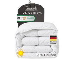 Traumwelt Natur Made in Germany Down Duvet 240 x 220 cm, 90% Down and 10% Feathers, Summer Blanket, Suitable for Allergy Sufferers (Nomite), Oeko-Tex 100 Class 1 Certified, Downpass